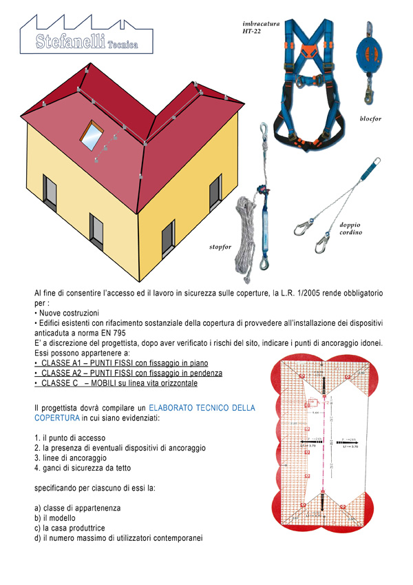 Stefanelli Tecnica - Punti di Ancoraggio Anticaduta EN 795 - linee vita Stefanelli Tecnica - Punti di Ancoraggio Anticaduta EN 795 - linee vita